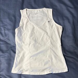 Nike White Sleeveless Fitted Tank Top